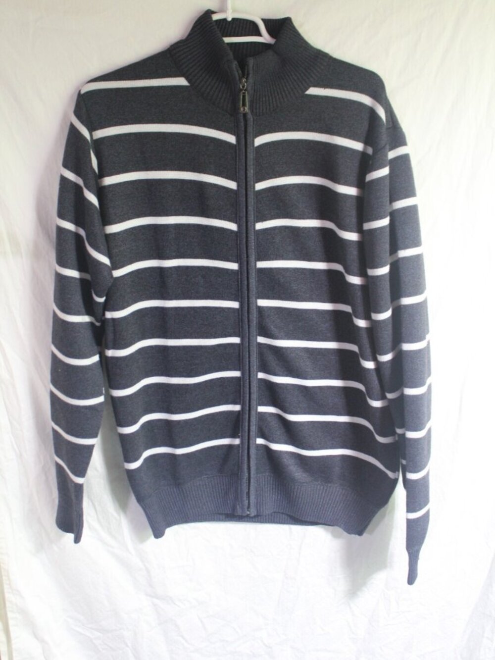 True Rock Mens  Long Sleeve Stripe Zipup Sweater Large
